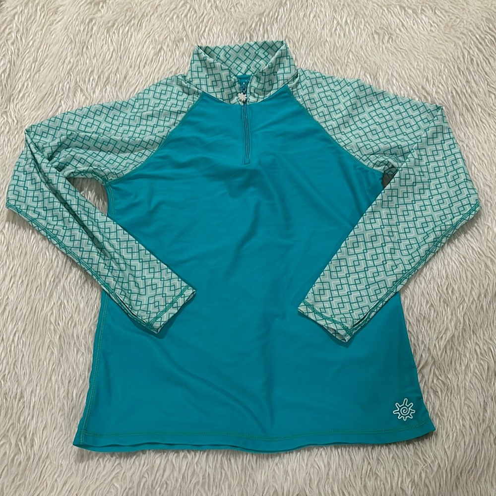 UV Skinz turquoise halfway zip top 50 upf sun wear size medium